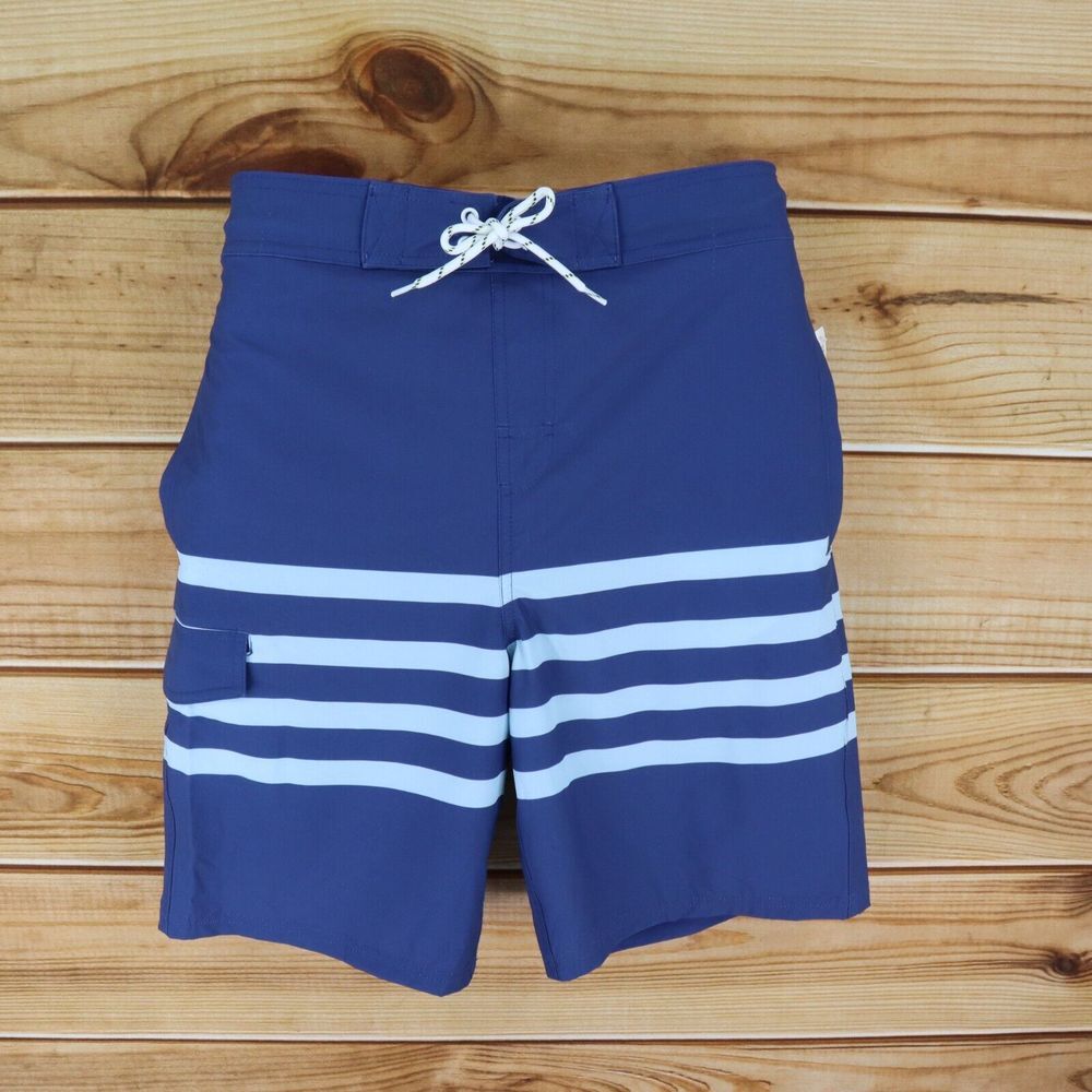 Dip‎ Board Shorts Mens Size M Blue Striped Stretch Waist Drawstring Pockets NWT